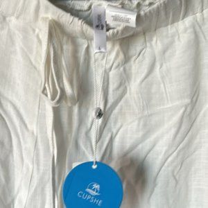 Cupshe Wide Leg Linen Style Pants Bathing Suit Coverup Large